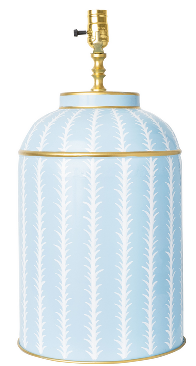 Pale Blue & White Leaf Tea Caddy Lamp