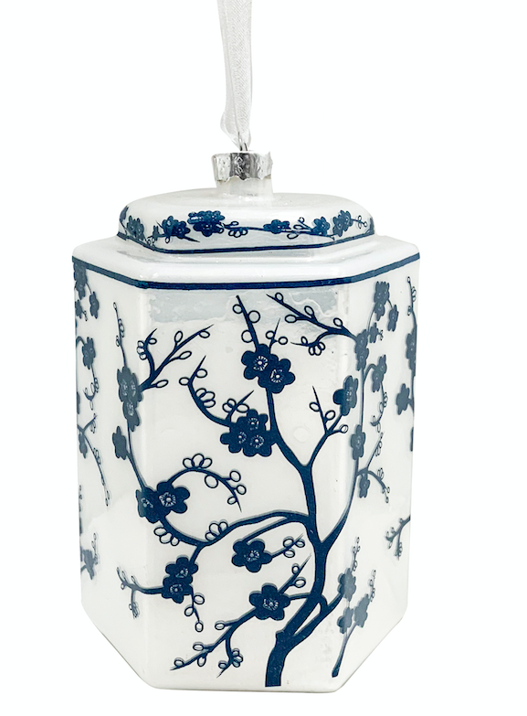 Blue & White Hexagon Jar Ornament