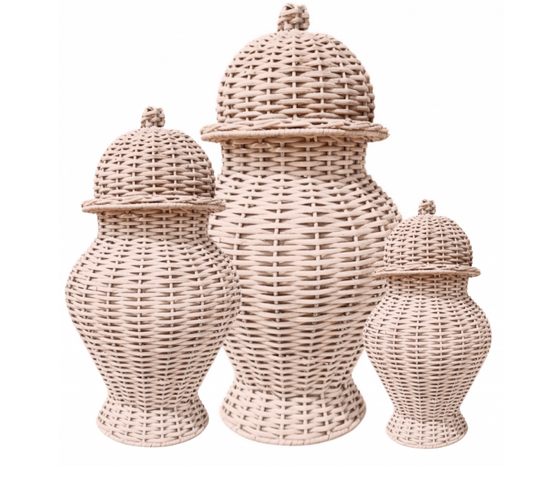 Pale Pink Wicker Jar (3 Sizes)