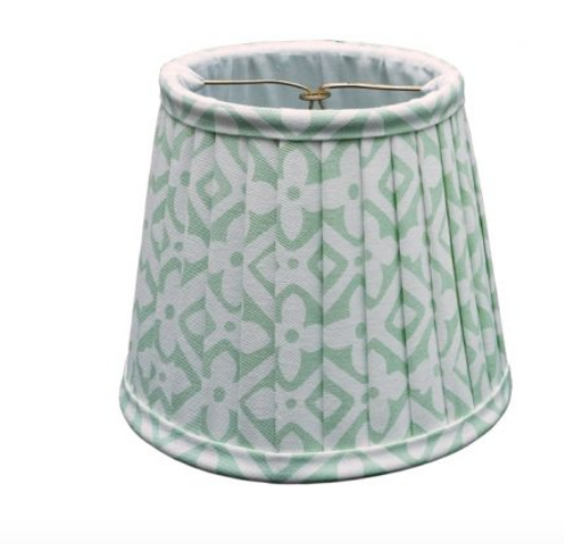 Celadon Green & White Floral Round Pleated Sconce Shade