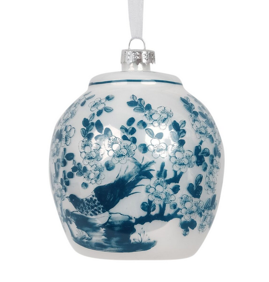 Pheasant Flat Top Ginger Jar ornament