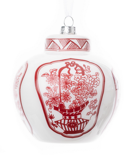 Red Trellis Flat Top Jar