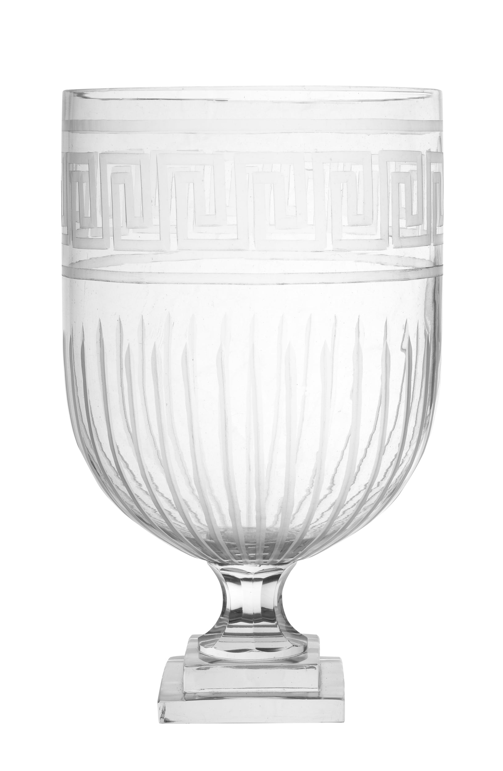 Small Etched Greek Key Hurricane: Final Sale