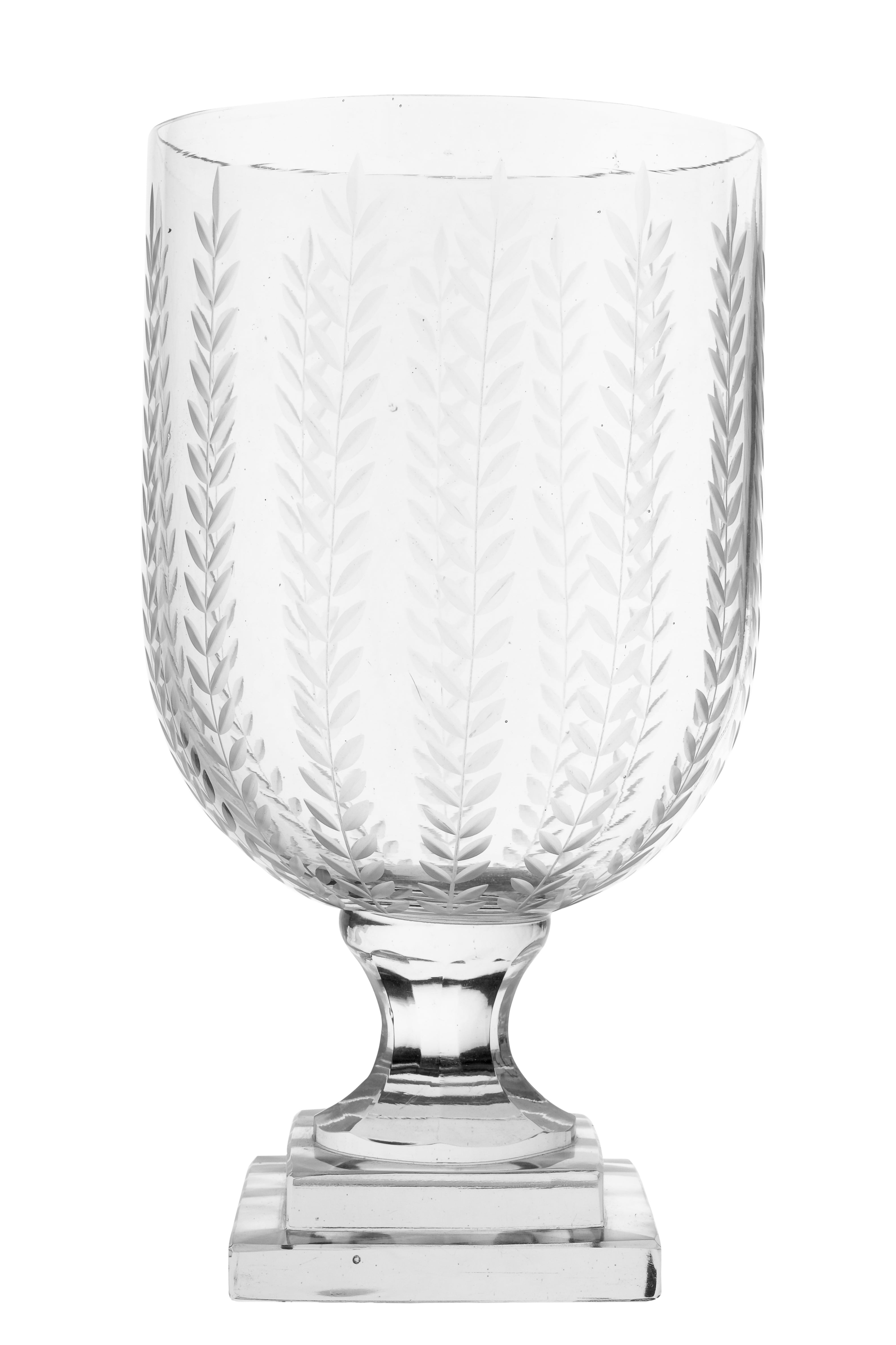 Etched Glass Vertical Leaf Hurricane