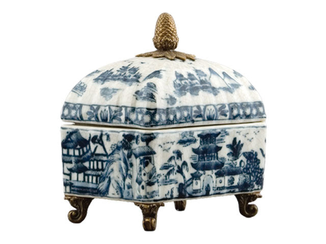 Village Scene Ormolu Box