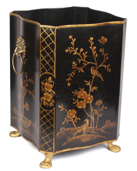 Black & Gold Square Scalloped Wastepaper Basket & Tissue (3 Options)