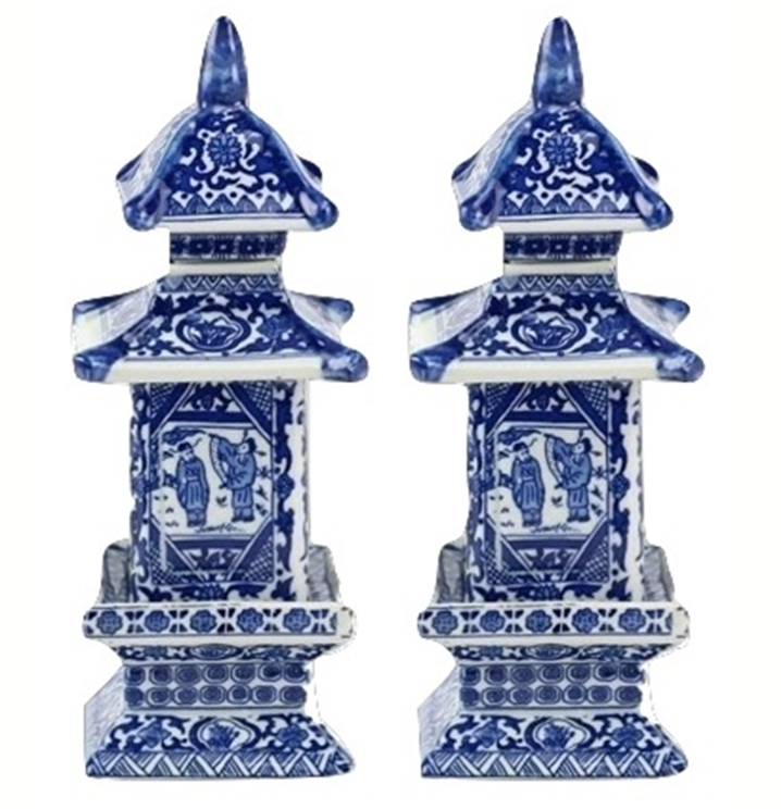 Mini Blue and White Pagodas Style 1