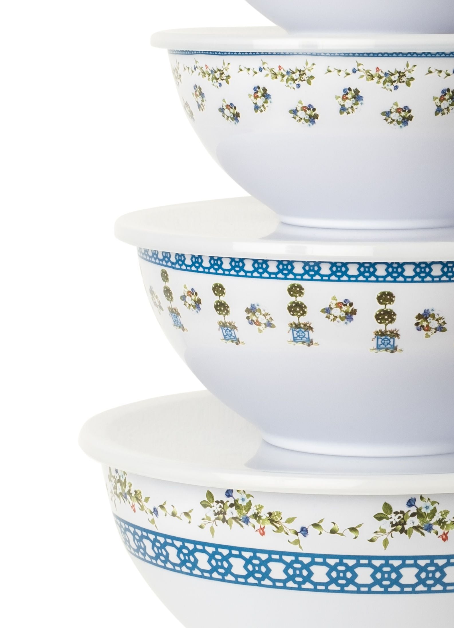 Trellis and Topiary Mixing Bowls with Lids