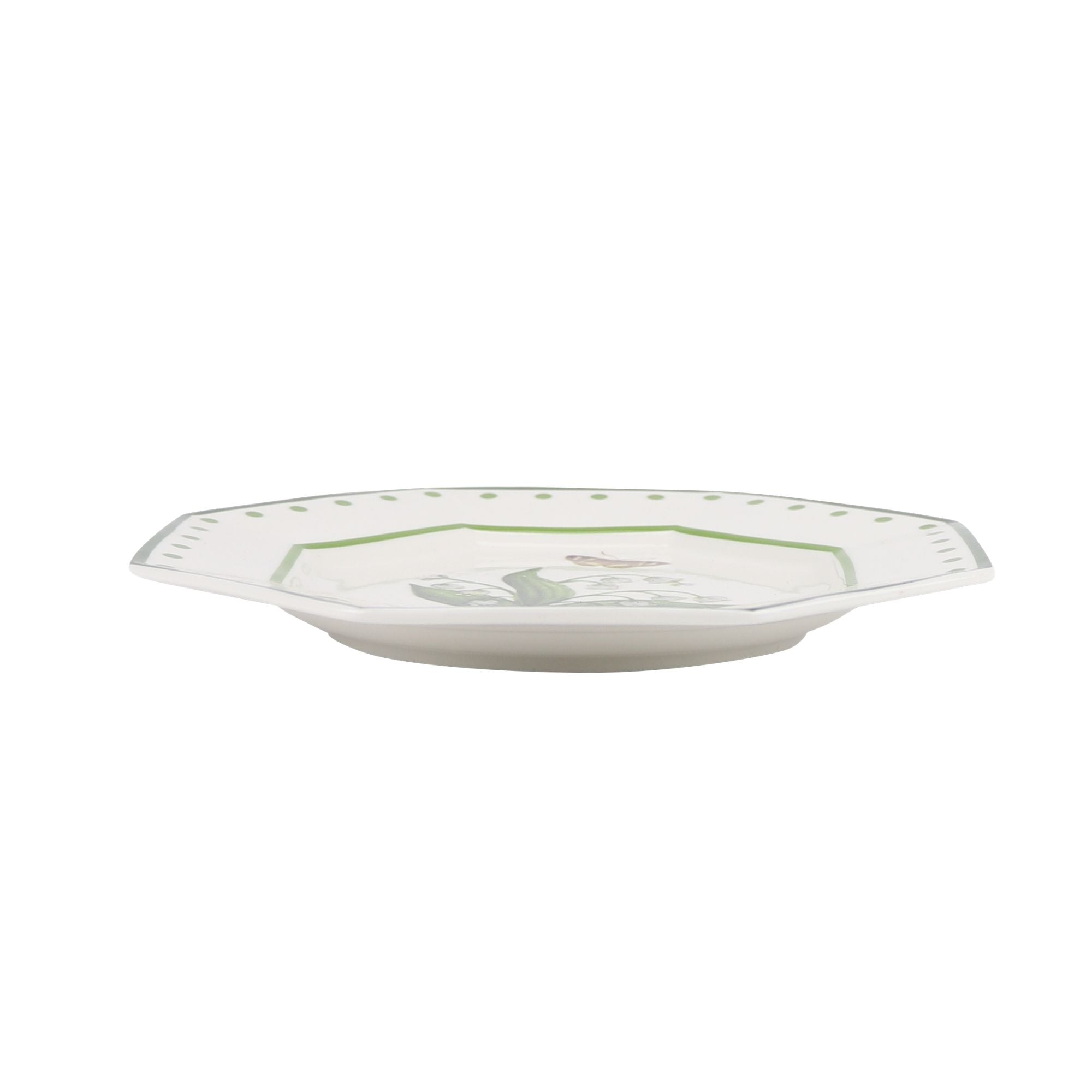 LILY OF THE VALLEY and Butterfly GREEN AND WHITE SALAD PLATE