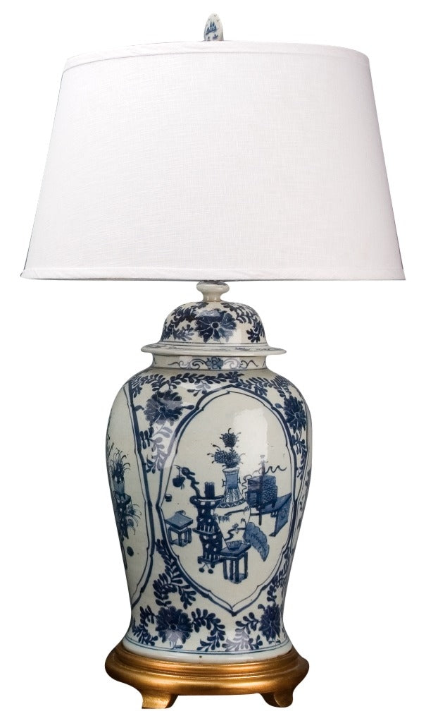 Trellis Floral with Gold Accent Lamp