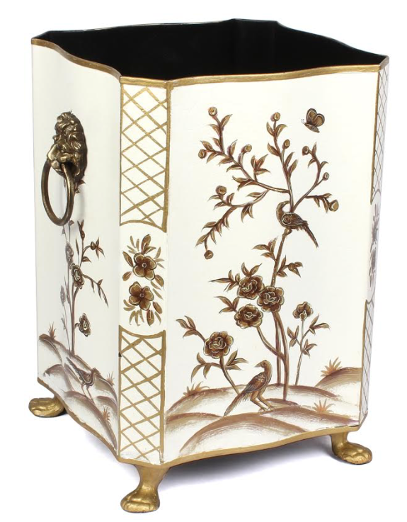 Ivory & Gold Scalloped Footed Wastepaper Basket & Tissue (3 Options)
