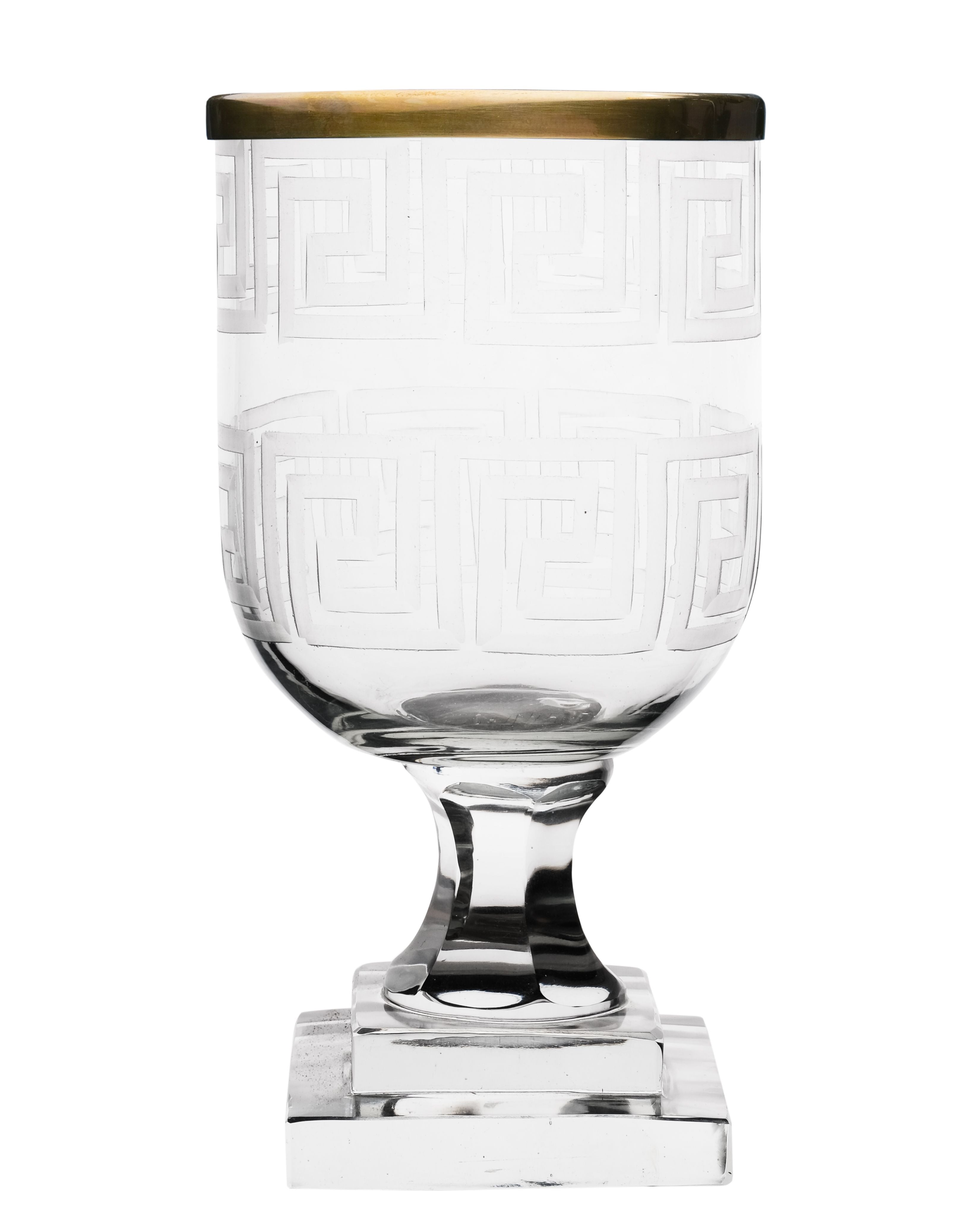 Small Greek Key Gold Rim Hurricane