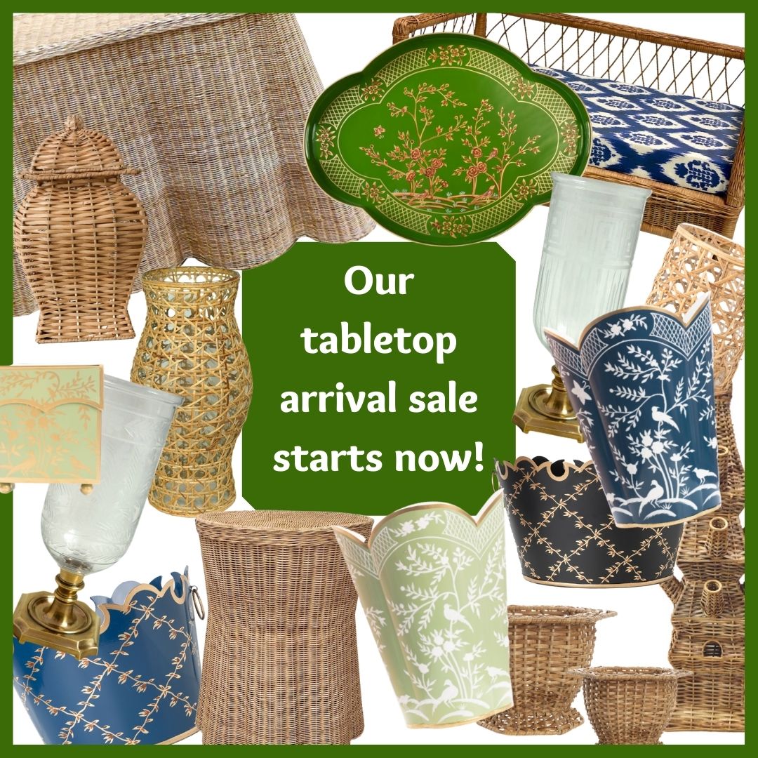 An amazing tabletop and wicker arrival sale is on!