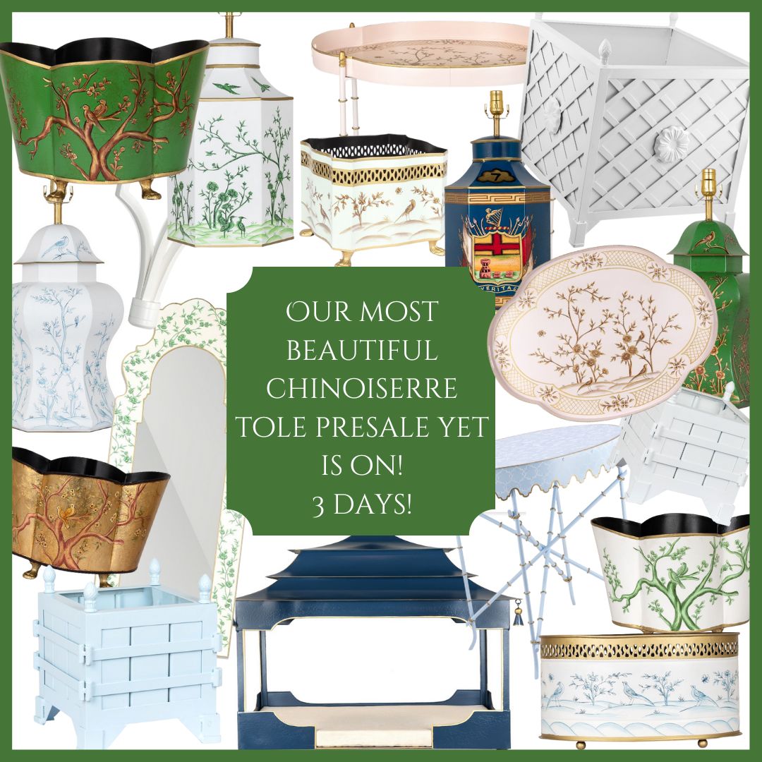 Our most  incredible chinoiserie tole/Provence planter presale is on and a giveaway!