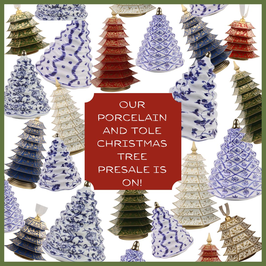 Our porcelain and tole Christmas tree presale is on!!!!!!!