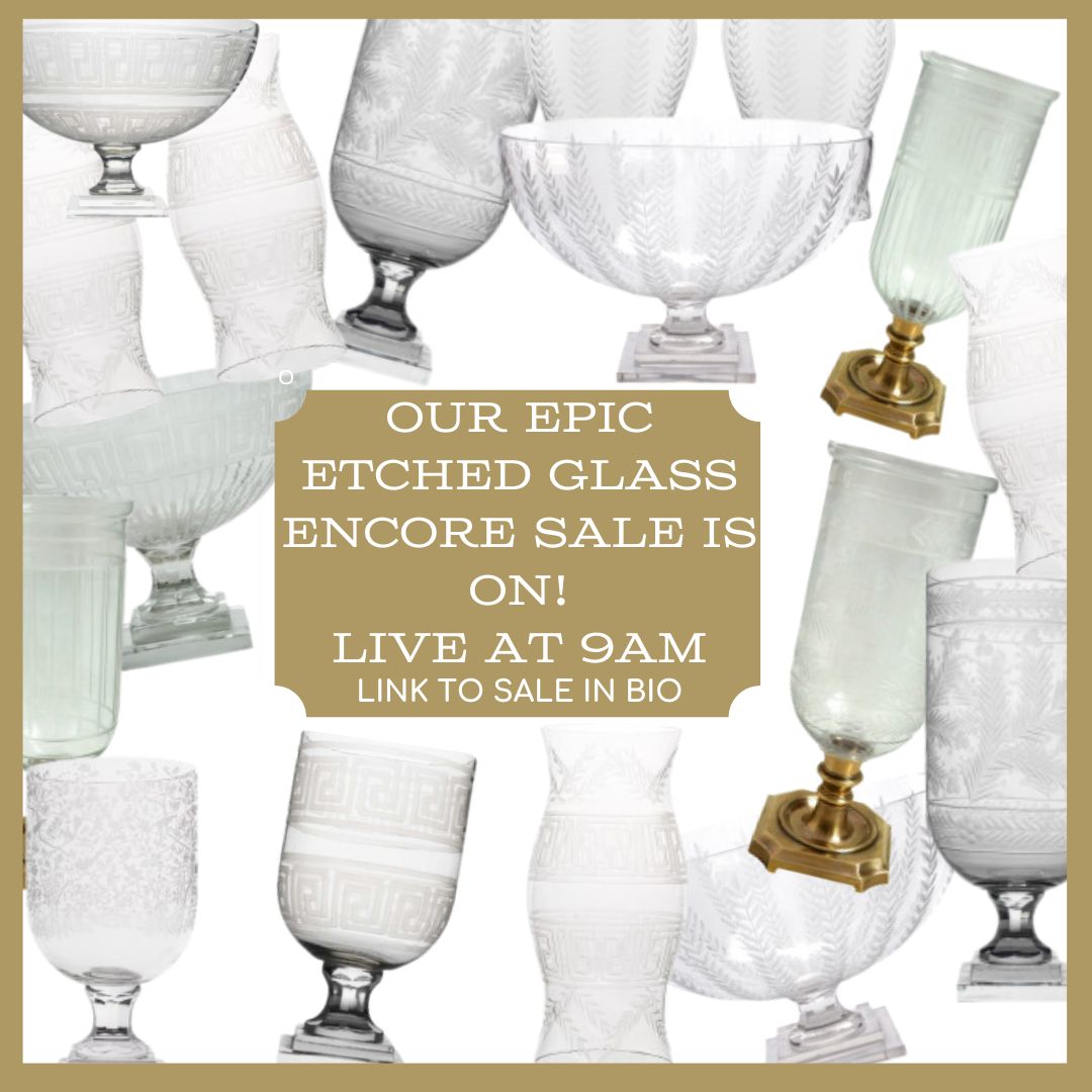 And our epic etched glass sale continues…..