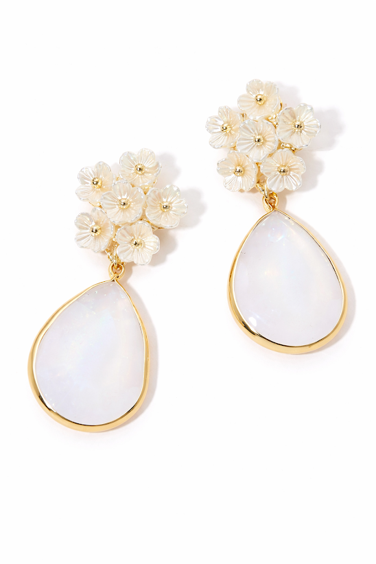Pearl & Ivory Stone Teardrop Earrings