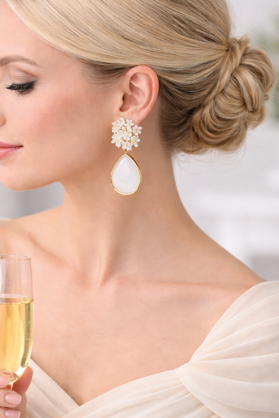 Pearl & Ivory Stone Teardrop Earrings