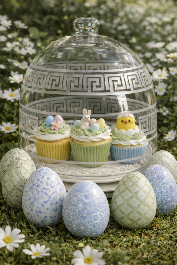 Greek Key Etched Glass Dome