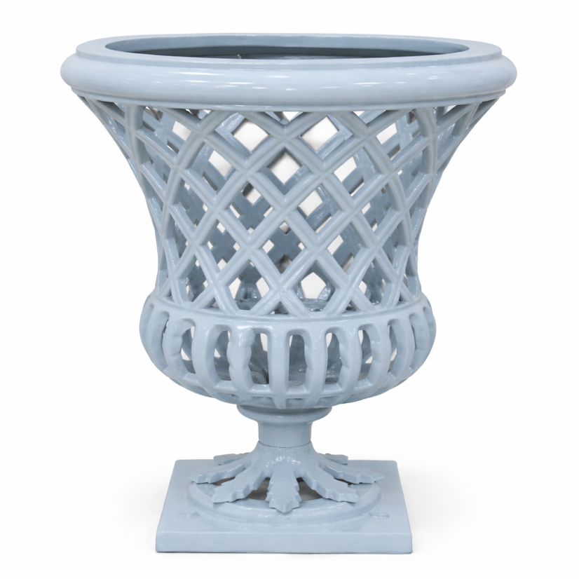 16" Soft Blue Lattice Urn