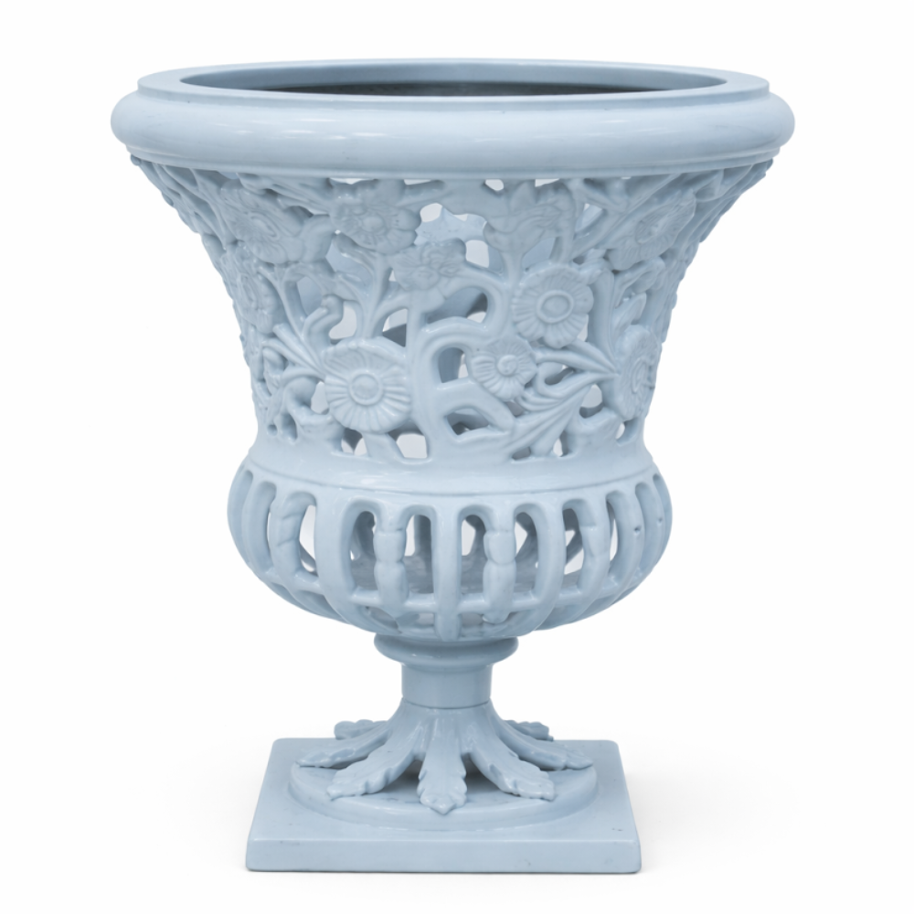 16" Soft Blue Floral Urn