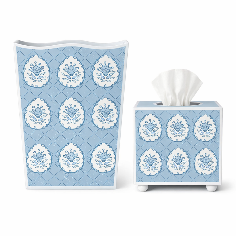 Blue Meadow Crest Wastepaper Basket & Tissue (3 Options)