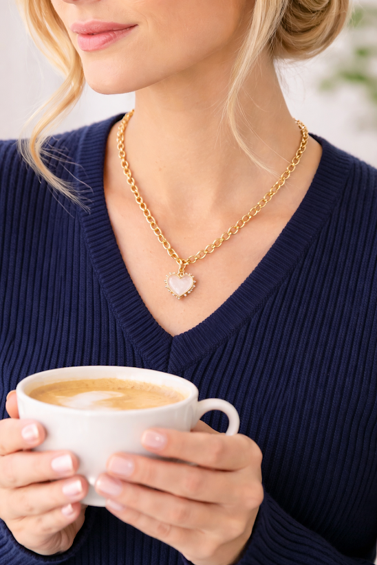 Pearl Heart Toggle Necklace