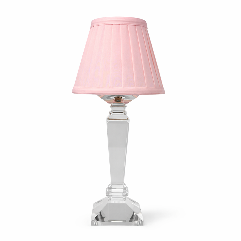 Square Crystal Rechargeable Lamp with Pink Shade