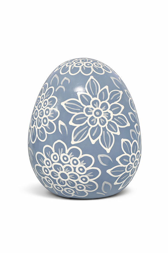 Soft Blue & White Floral Egg