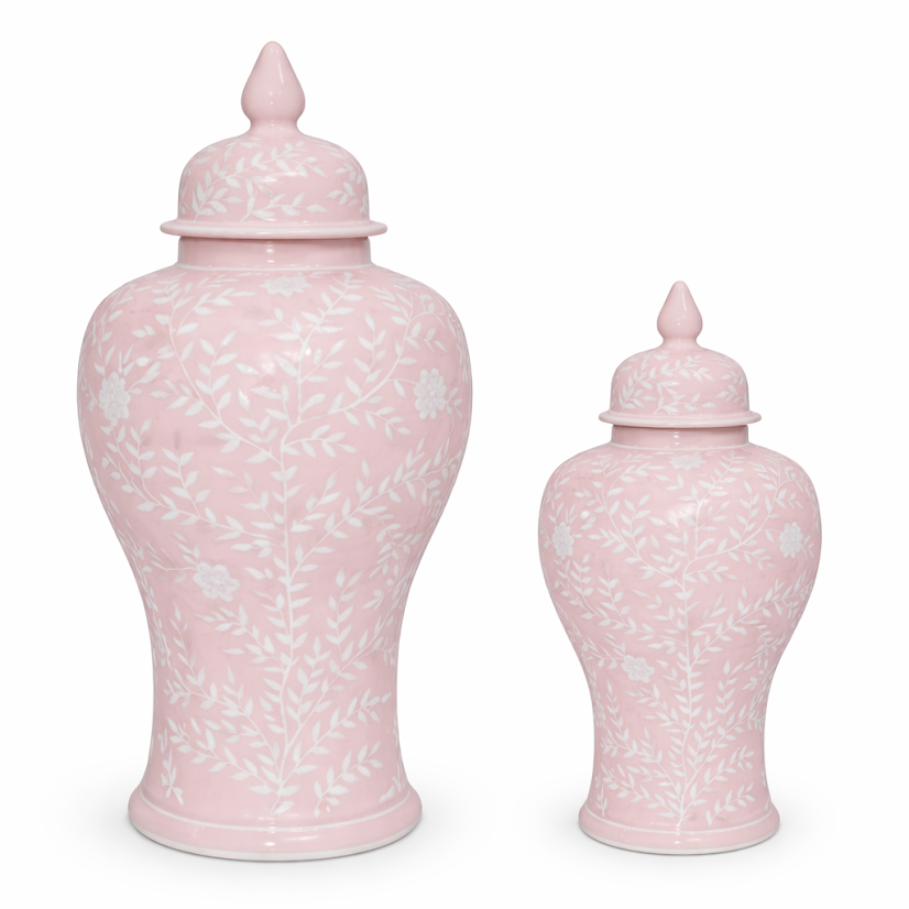 Pink & White Chinoiserie Jar (2 Sizes)