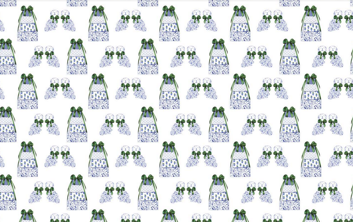 Staffordshire Dog & Green Bow Gift Wrap