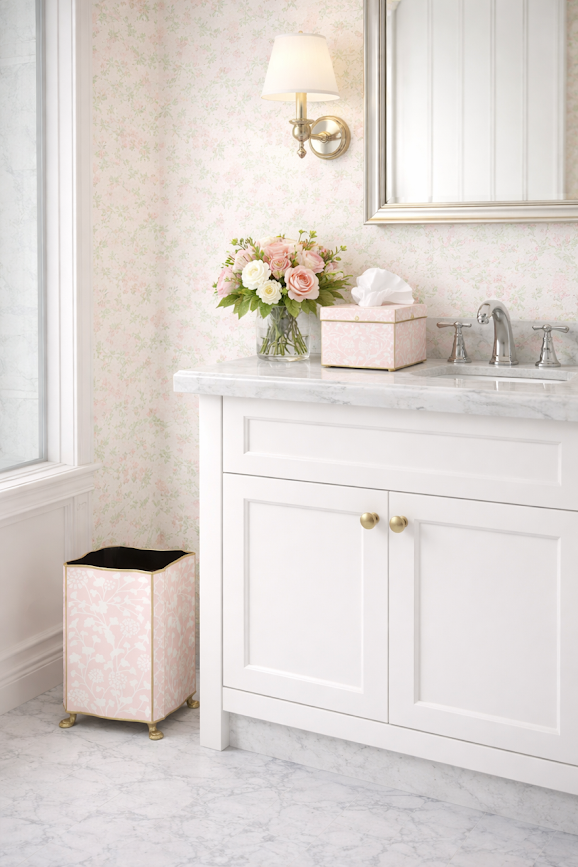 Pale Pink Spring Floral Tissue Holder
