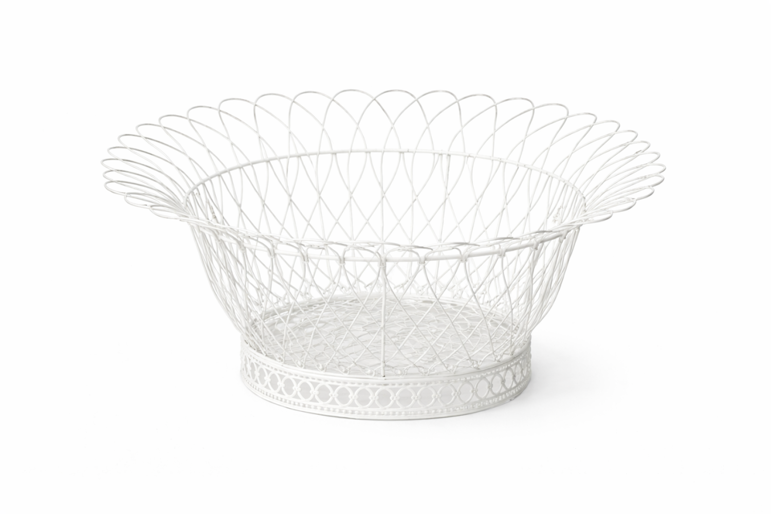 Round Flared White French Wire Basket (2 Sizes)