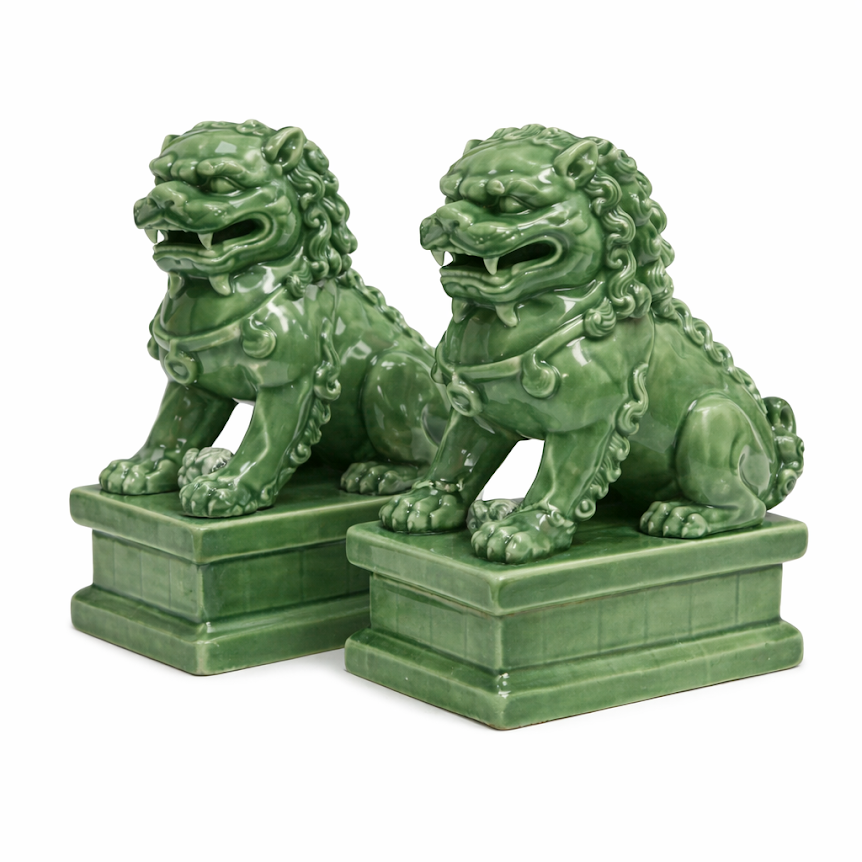 Mini Dark Sage Green Foo Dogs