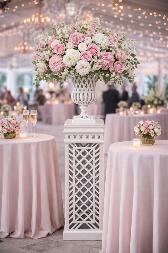White Cast Aluminum Fretwork Urn and Pedestal (3 Options)