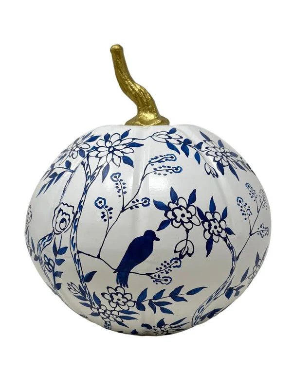 Jumbo Hand-Painted Chinoiserie Pumpkin – 24"