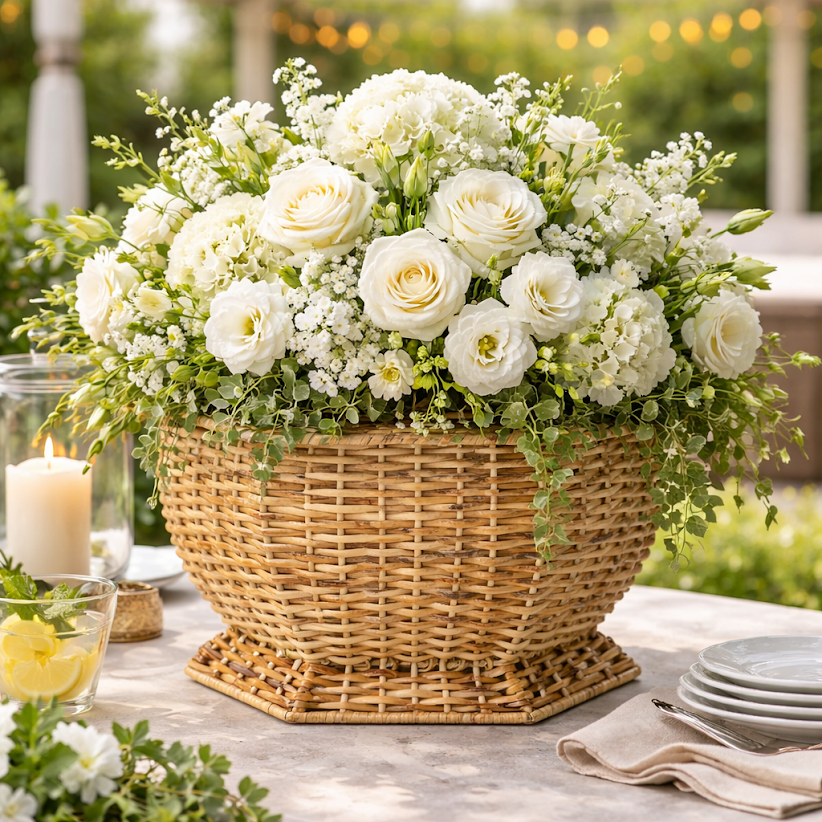 Deep Hexagon Wicker Planter