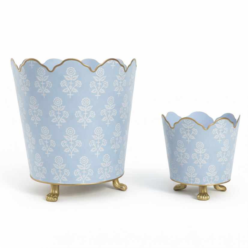 Blue FLORAL SCALLOPED PLANTER (2 Sizes)
