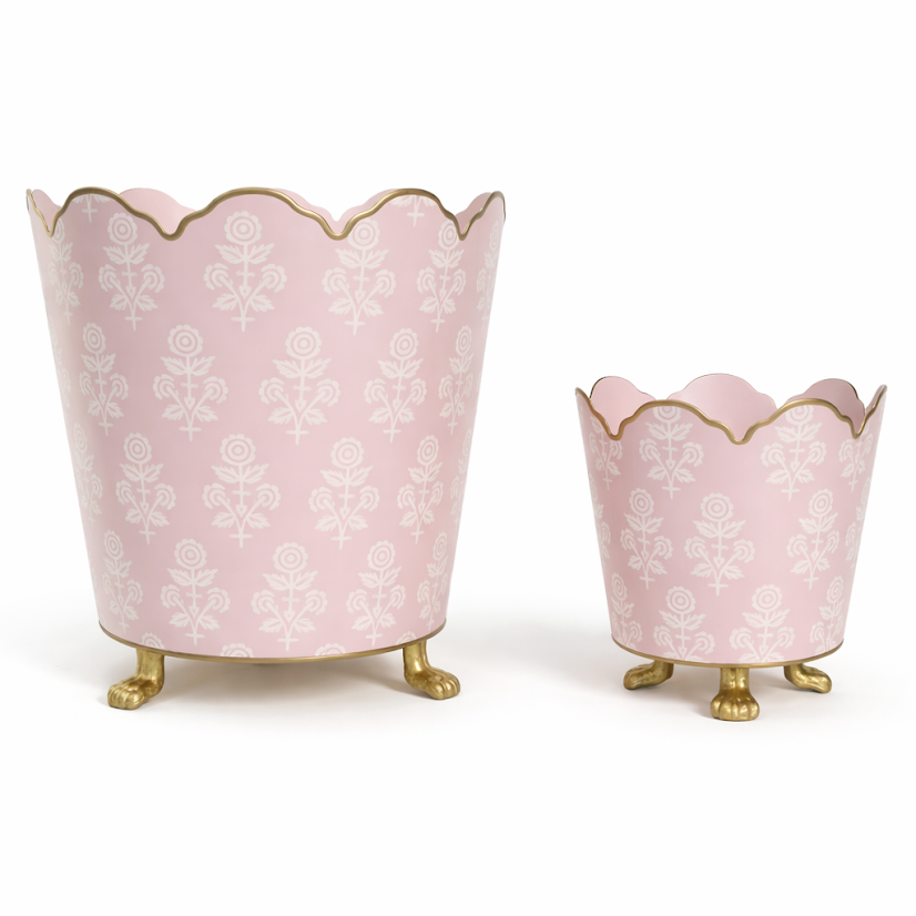 PINK FLORAL SCALLOPED PLANTER (2 Sizes)