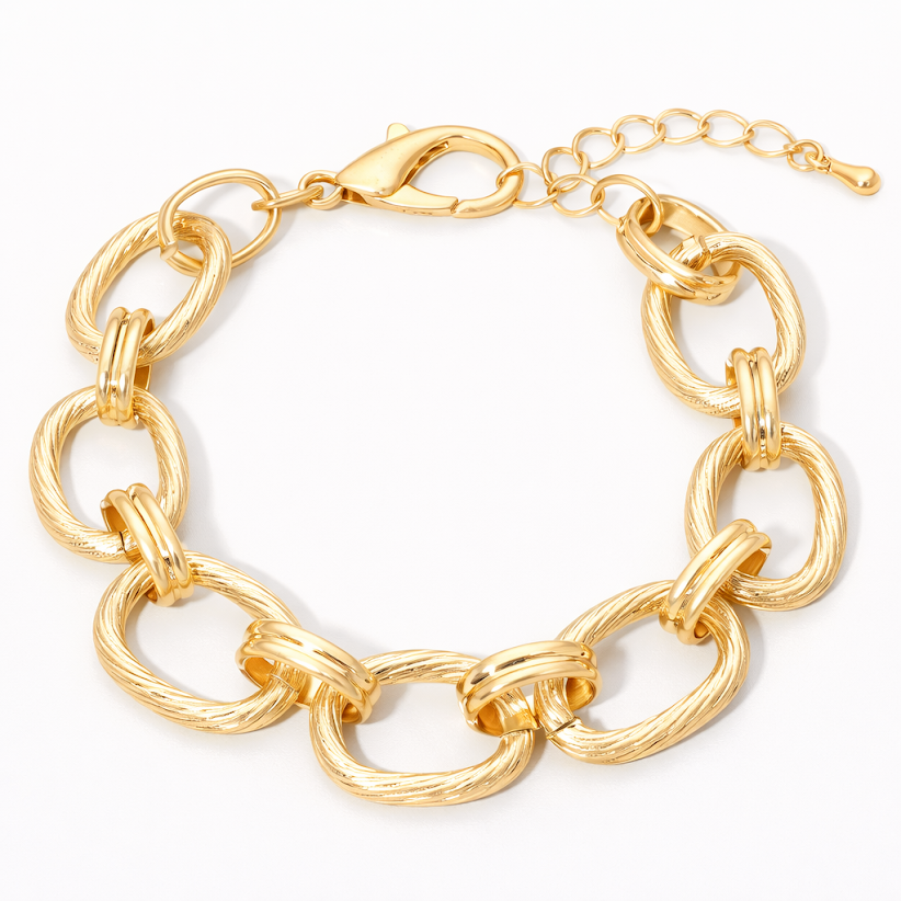 Brushed Gold Classic Link Bracelet