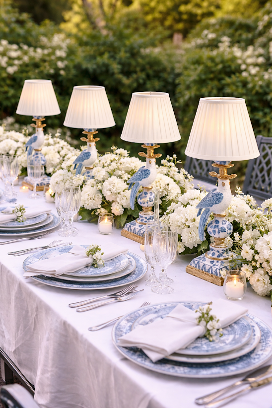 Blue & White Bird Rechargeable Lamp