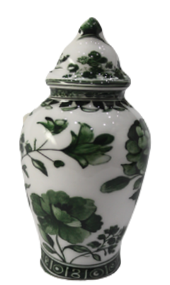 Green & White Floral Ginger Jar Napkin Ring
