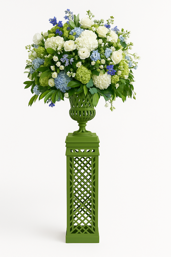 The Enchanted Home Cast Aluminum Fretwork Urn and Pedestal - Thumbnail 2