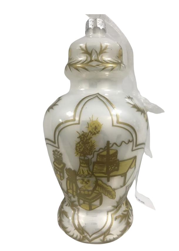 Gold & White Trellis Jar Ornament