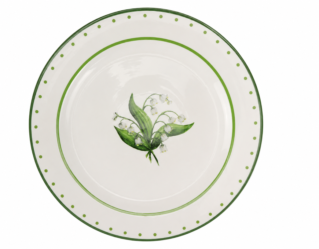 Lily of The Valley Green and White Dinner Plate