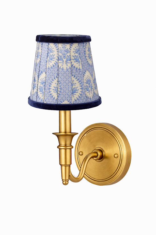 White & Navy Blue Velvet Trim Sconce ...