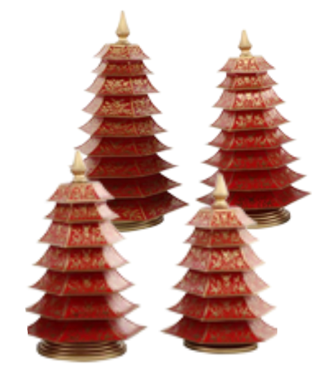 Red AND GOLD FLORAL CHINOISERIE TREE
