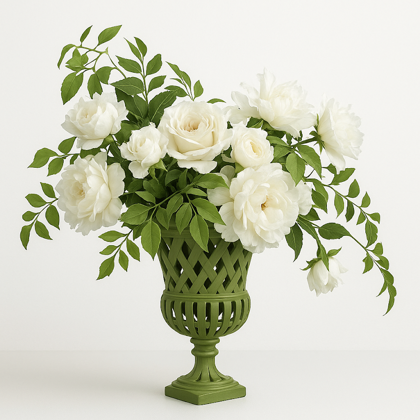 The Enchanted Home Cast Aluminum Fretwork Urn and Pedestal