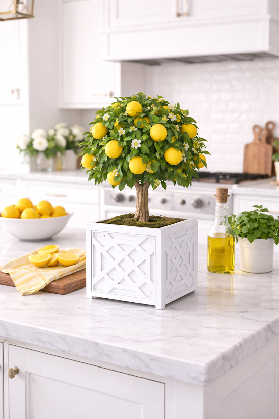 White Chippendale Planter