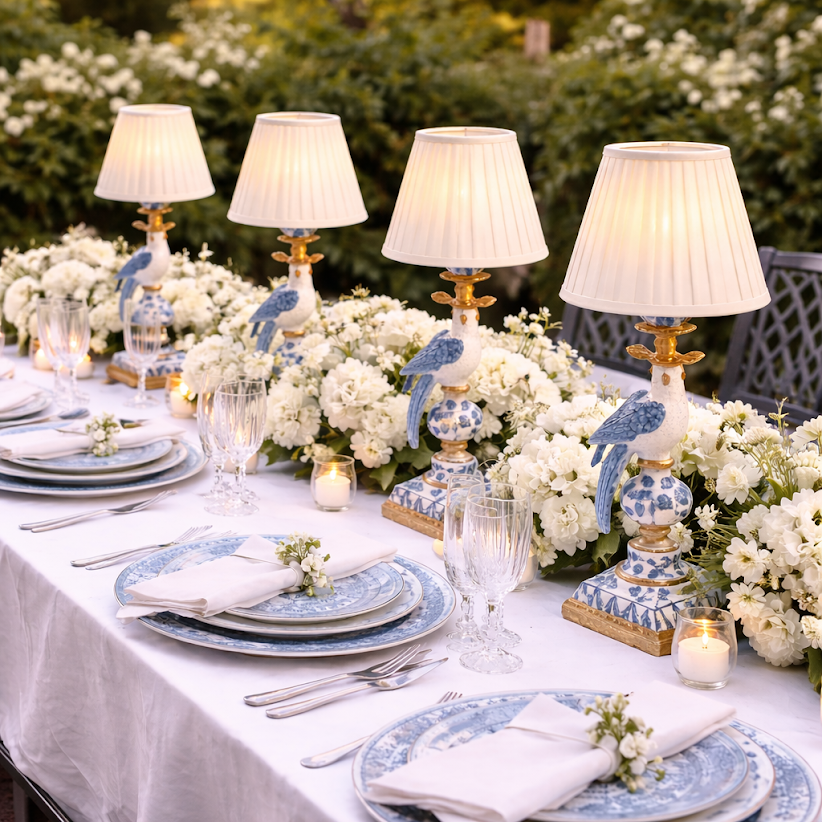 Blue & White Bird Rechargeable Lamp